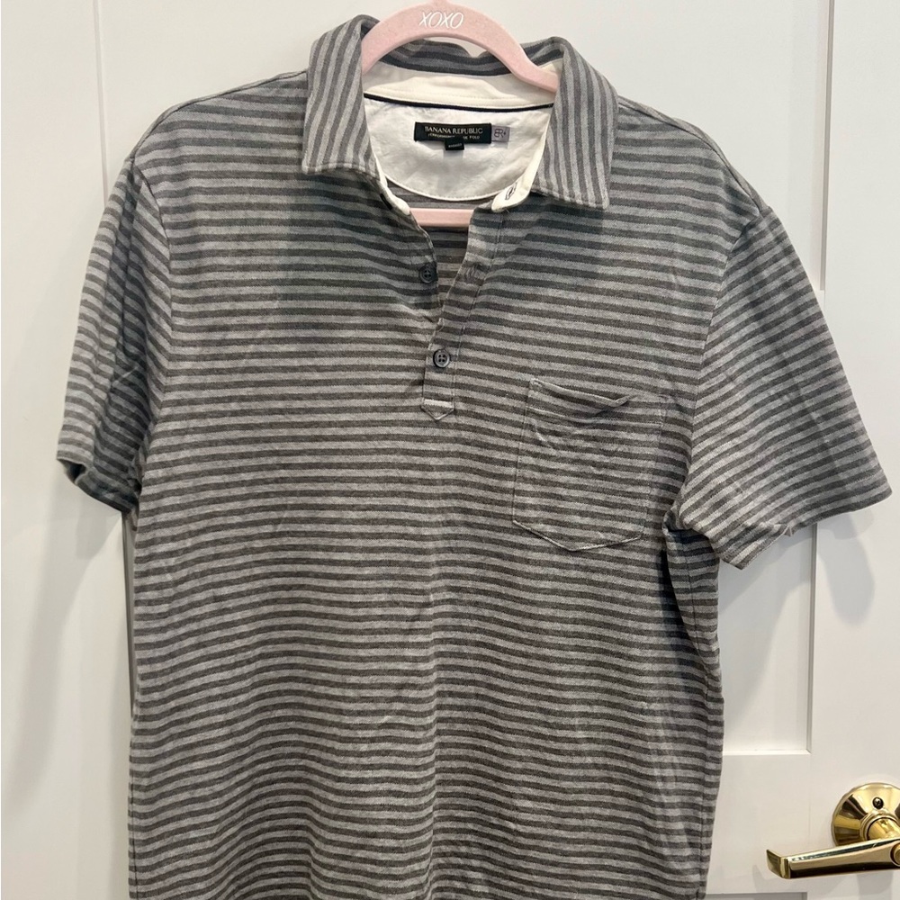 Banana Republic Men's Polo in Gray Stripes
